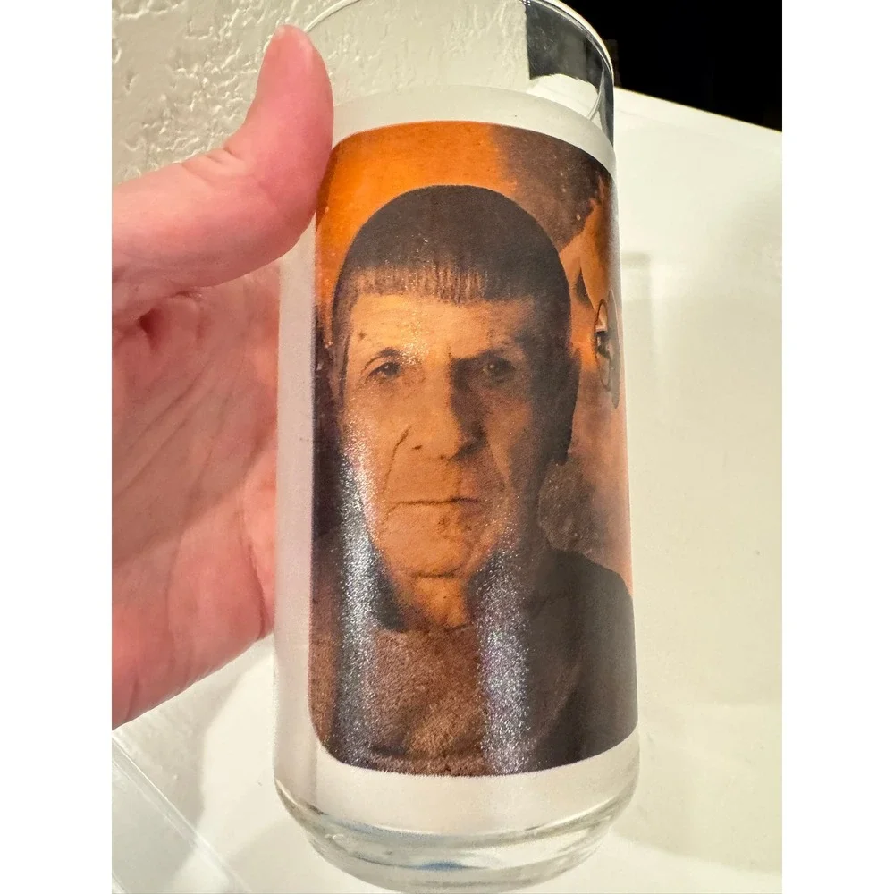 Star Trek Movie Spock Kirk USS‎ Enterprise Frosted Highball Glass Tumbler